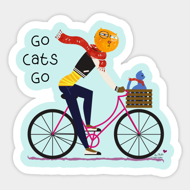 Go Cats Go Sticker by Phebe Phillips